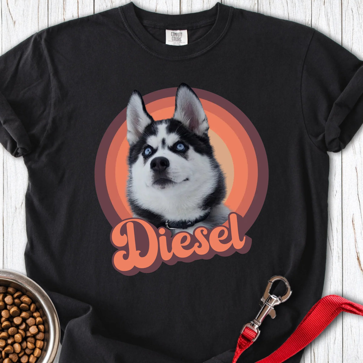 Personalized Dog Portrait Premium Tee Unisex Garment-Dyed T-shirt Black