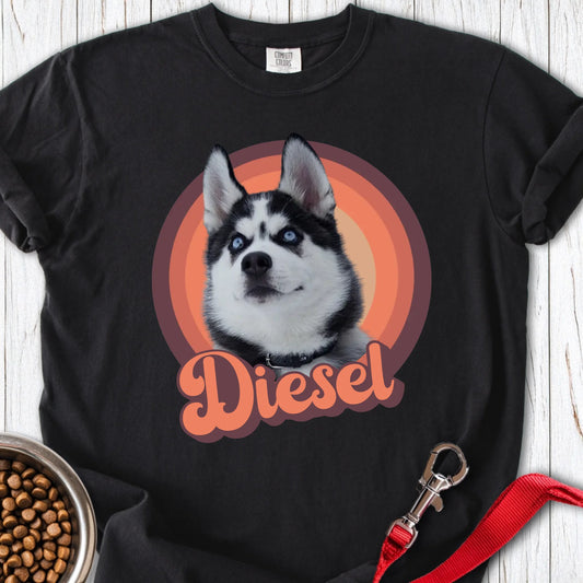 Personalized Dog Portrait Premium Tee Unisex Garment-Dyed T-shirt Black