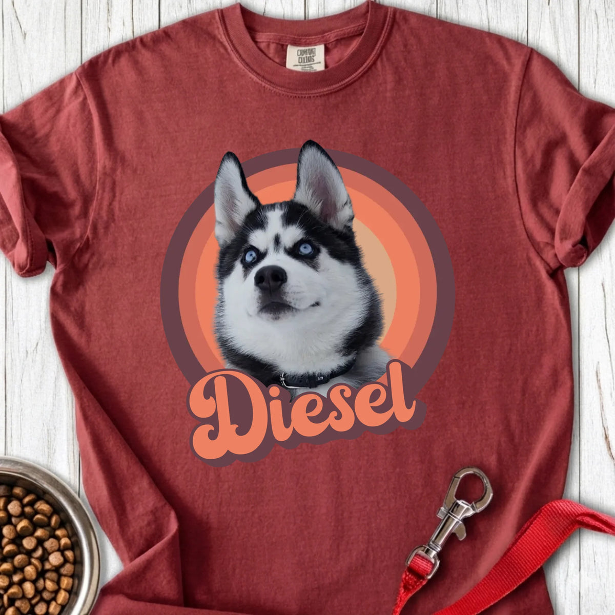 Personalized Dog Portrait Premium Tee Unisex Garment-Dyed T-shirt Brick