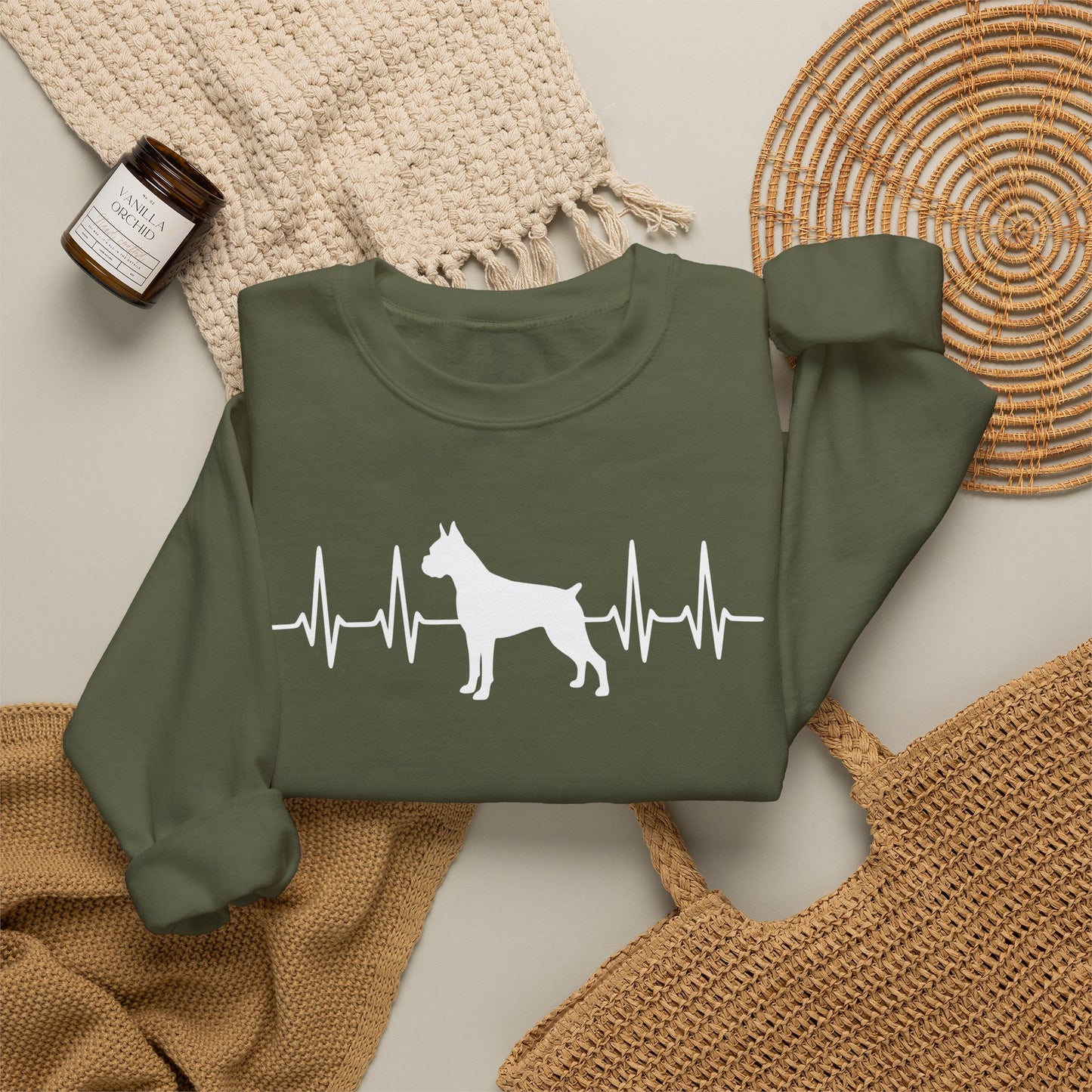 Boxer Heartbeat Crewneck Sweatshirt