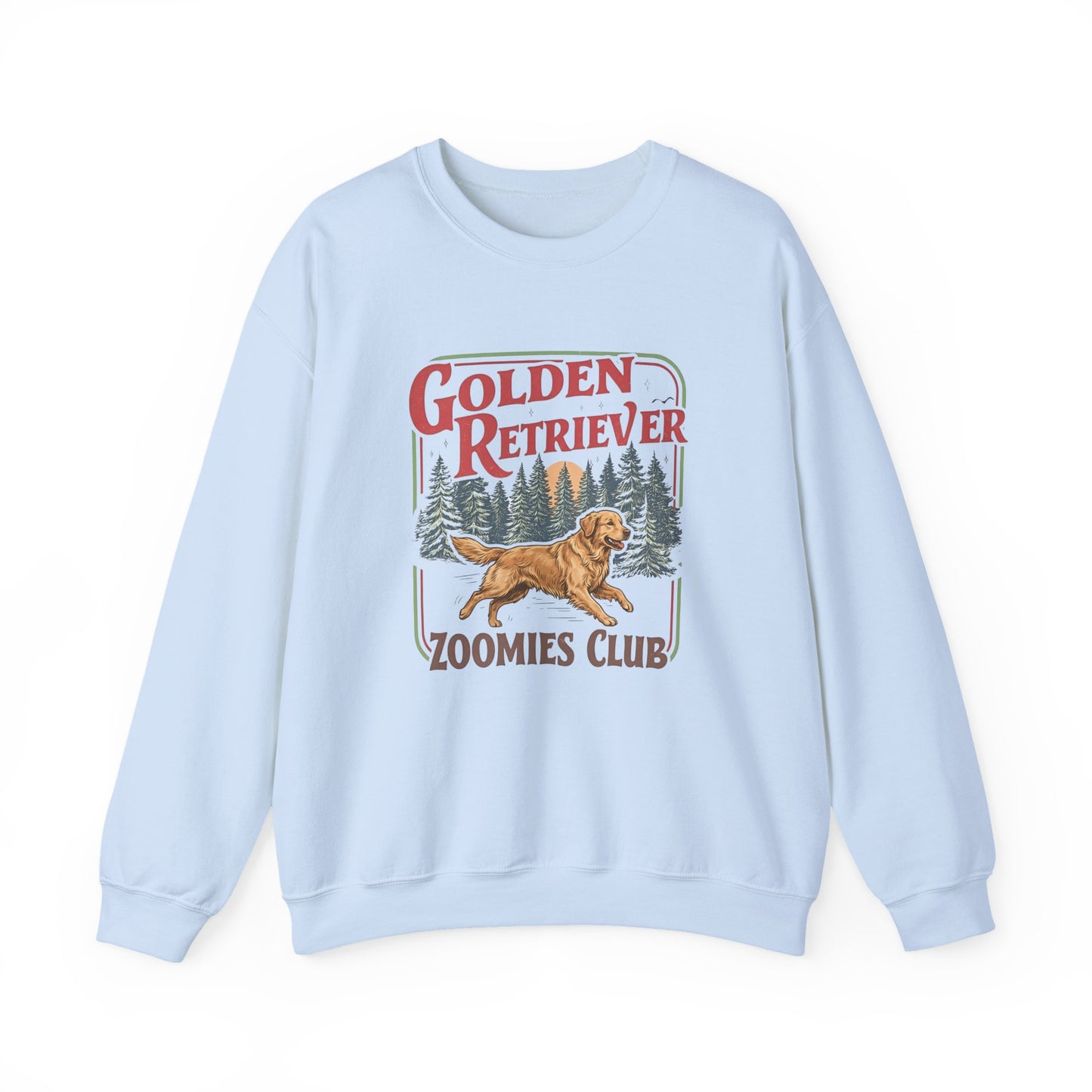 Golden Retriever Zoomies Crewneck Sweatshirt Light Blue