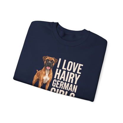 Fawn Boxer Hairy German Girl Crewneck Sweatshirt