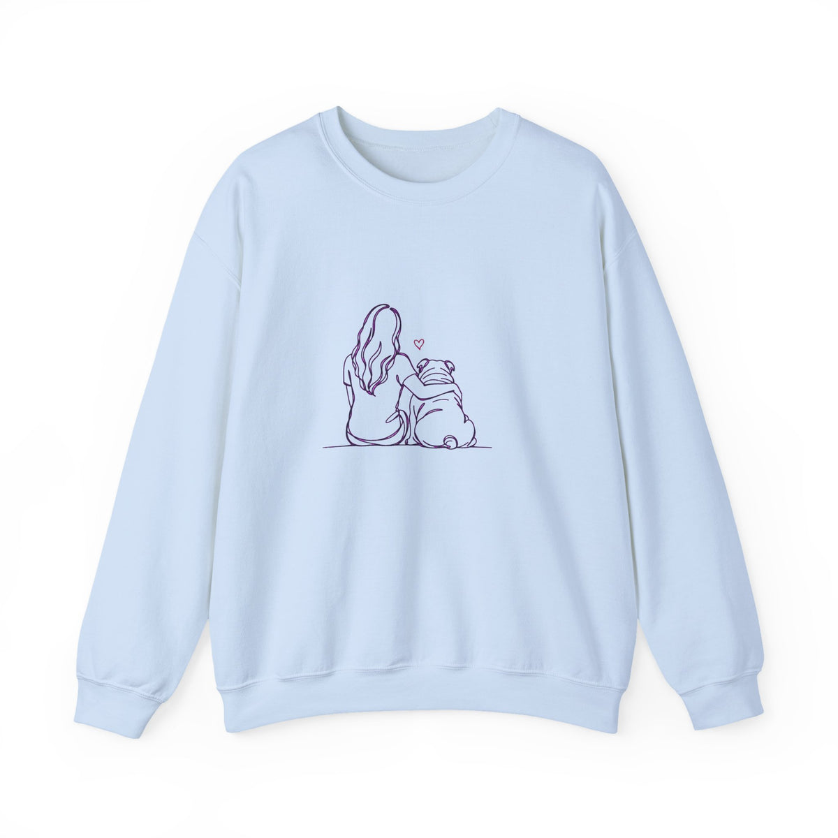 English Bulldog Hug Crewneck Sweatshirt Light Blue