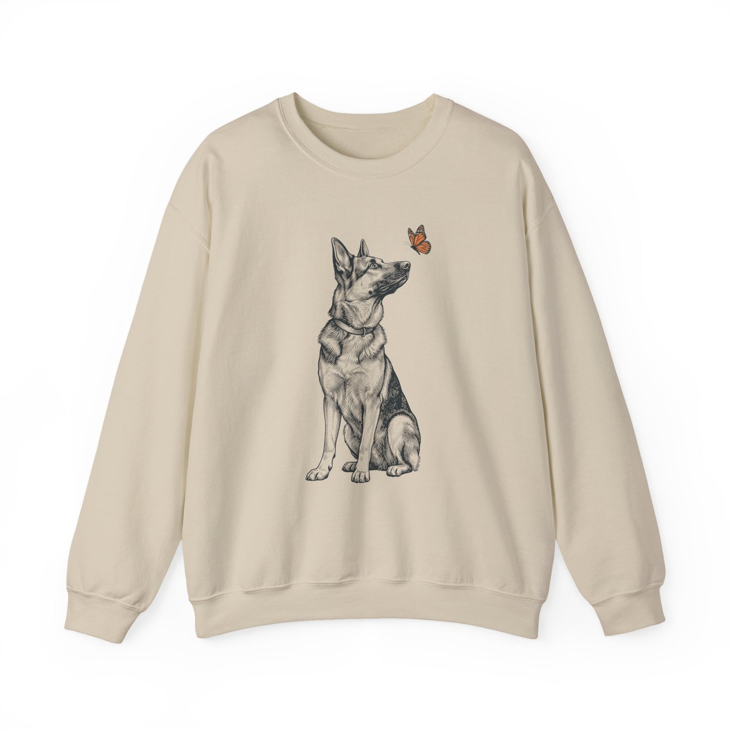 German Shepherd Butterfly Crewneck Sweatshirt Sand