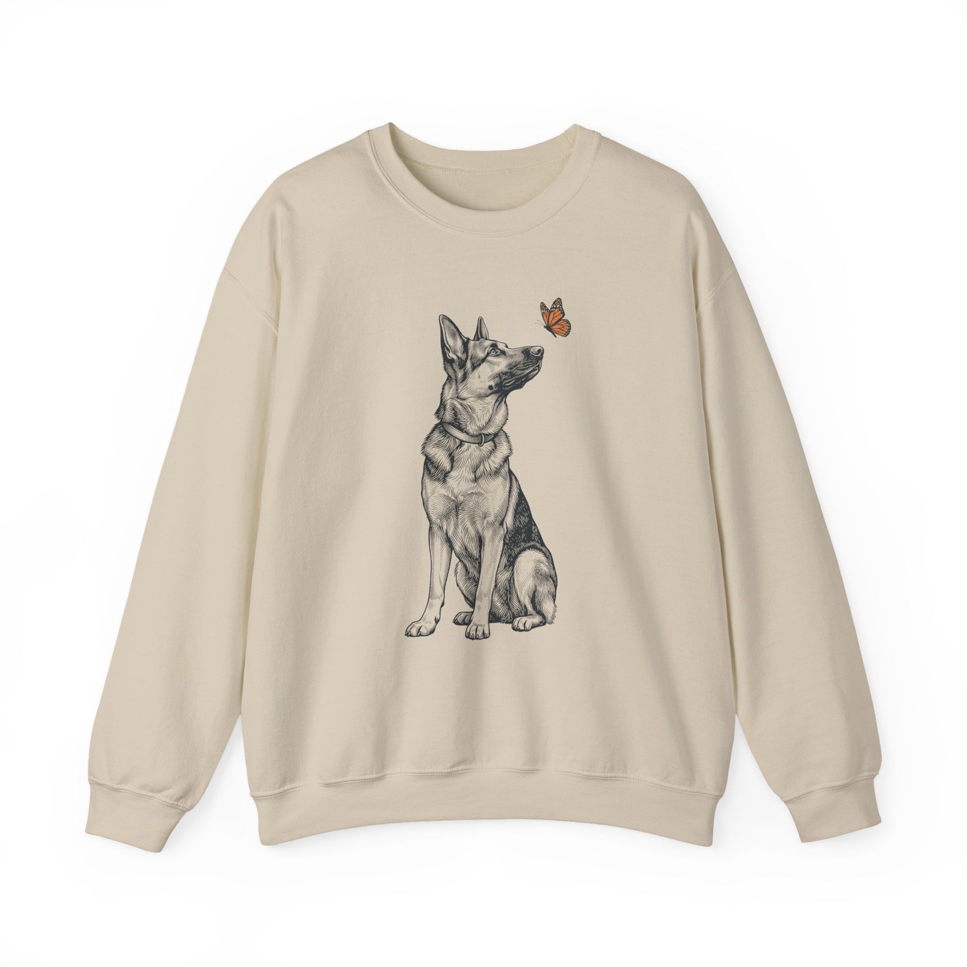 German Shepherd Butterfly Crewneck Sweatshirt Sand