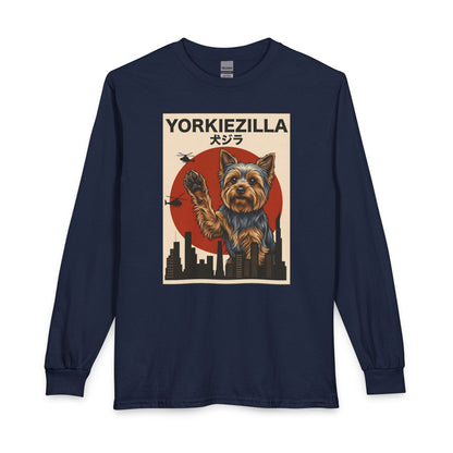 Yorkshire Terrier Yorkiezilla Long Sleeve Navy