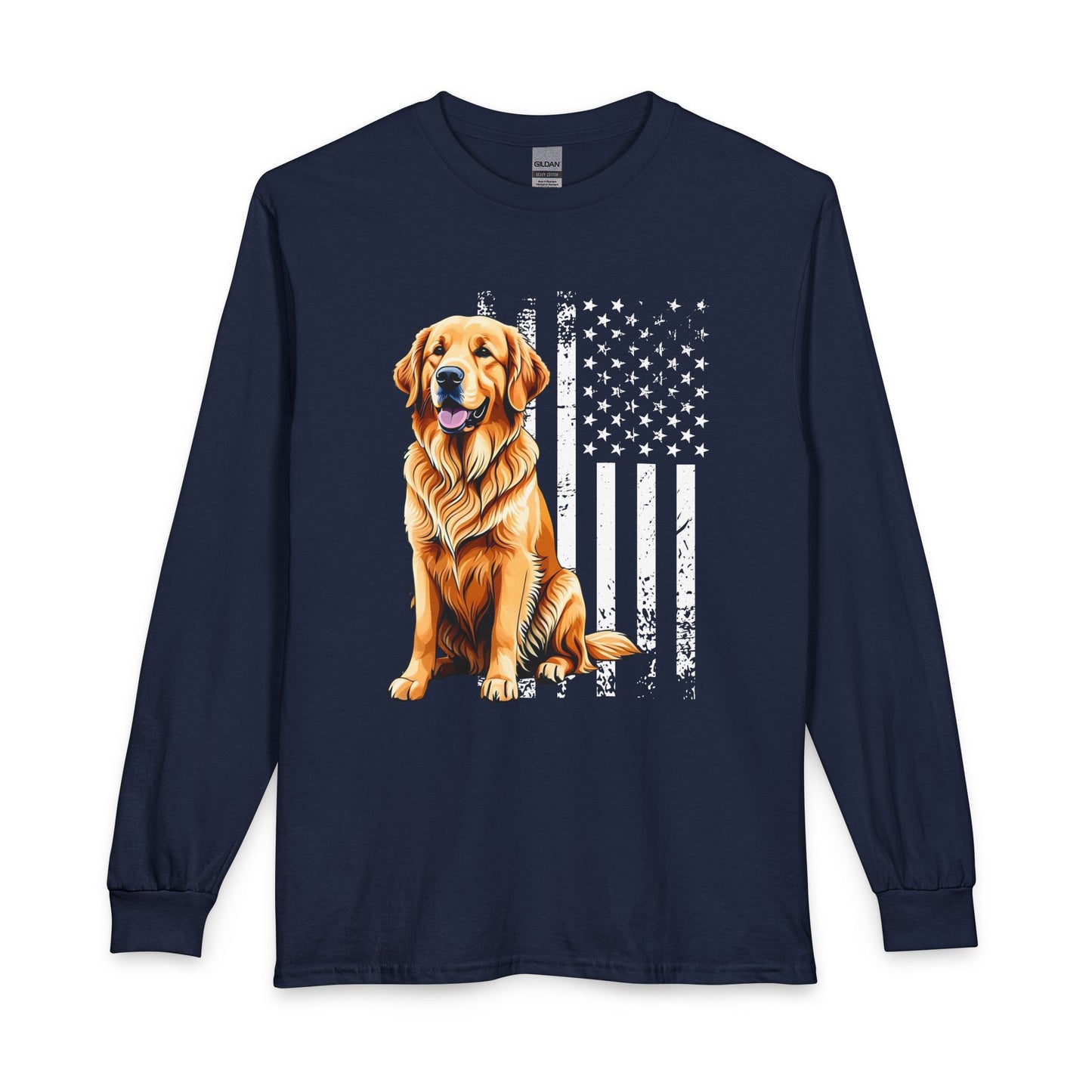 Golden Retriever USA Flag Long Sleeve
