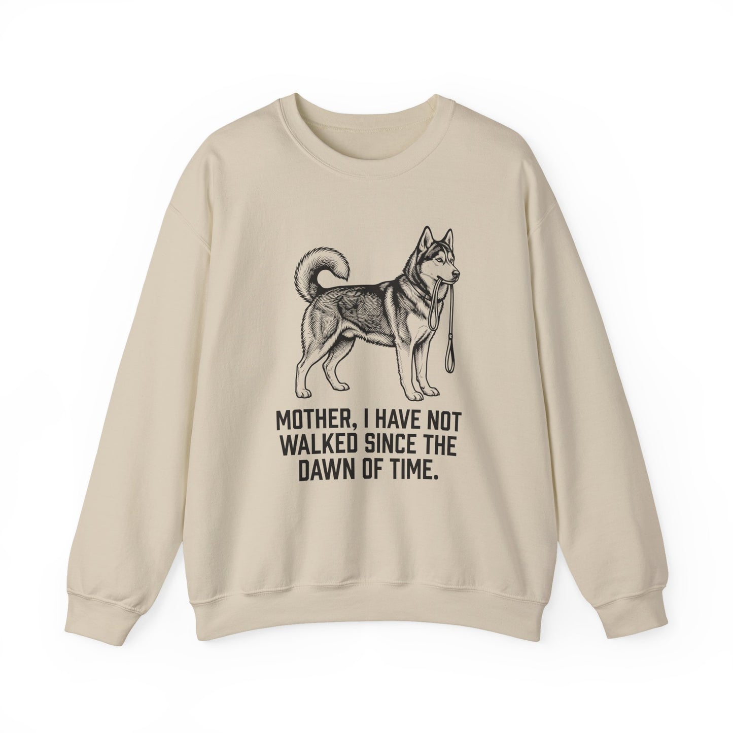 Walking Husky Mother Crewneck Sweatshirt Sand