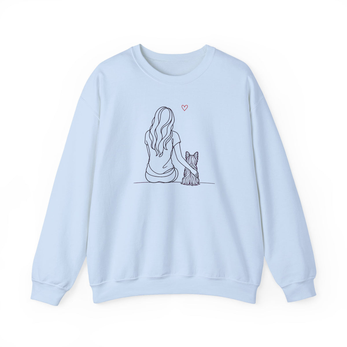 Yorkshire Terrier Hug Crewneck Sweatshirt Light Blue
