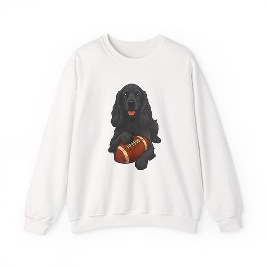 Black Cocker Spaniel Football Crewneck Sweatshirt