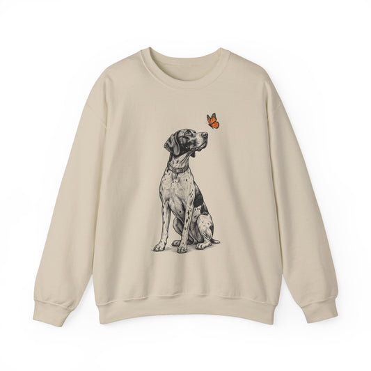 English Pointer Butterfly Crewneck Sweatshirt Sand