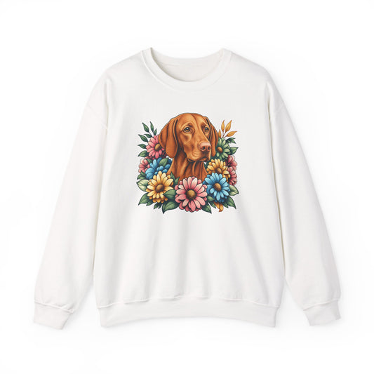 Vizsla Flower Wreath Crewneck Sweatshirt