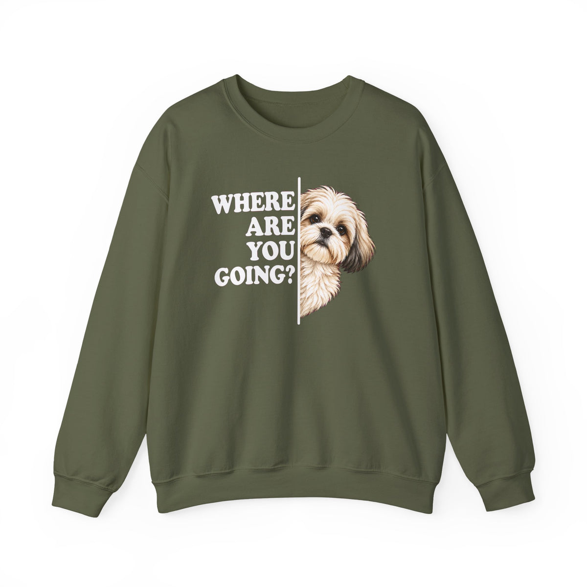 White Shih Tzu Alert Crewneck Sweatshirt