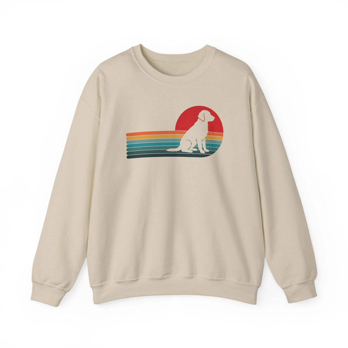 Flat Coated Retriever Retro Sunset Crewneck Sweatshirt