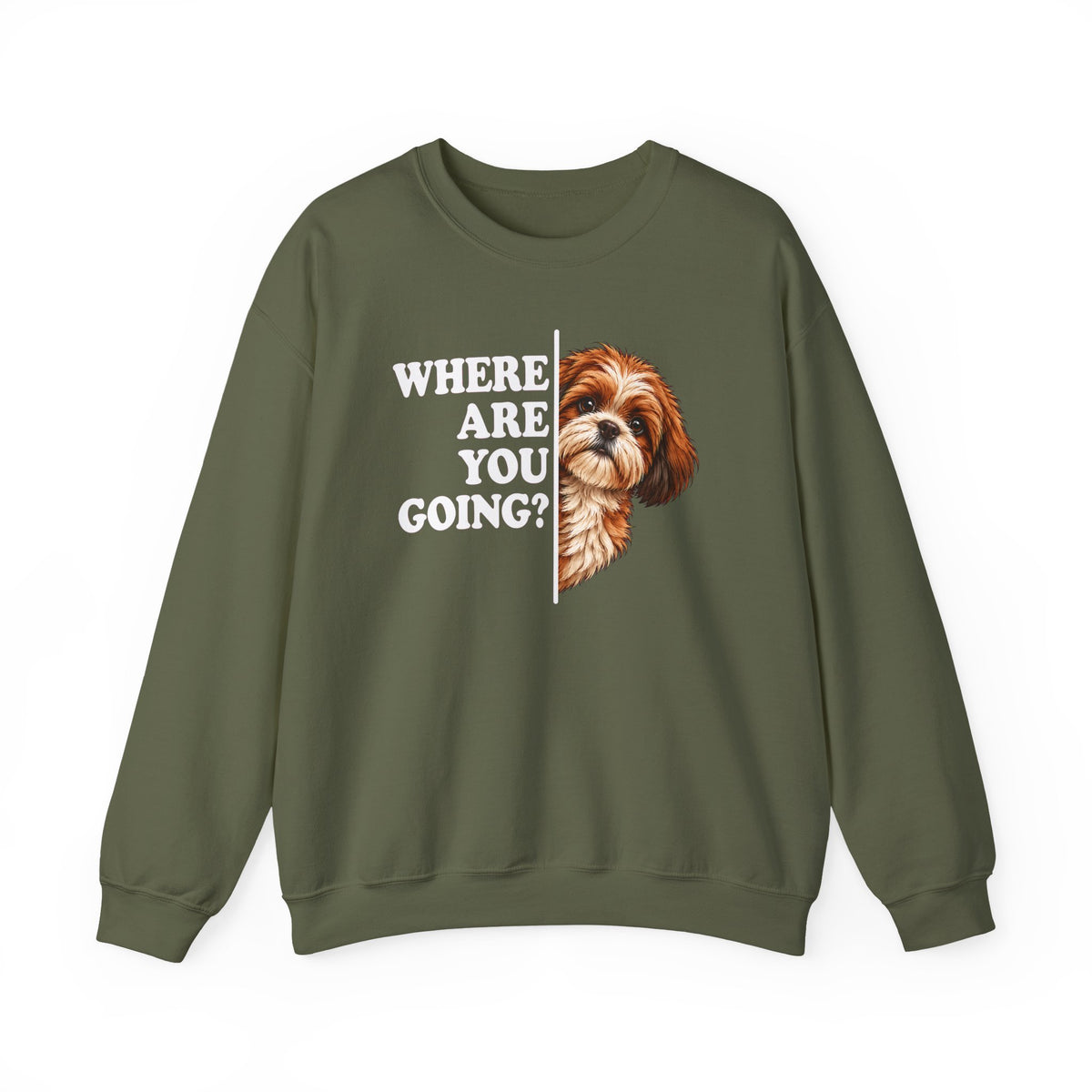 Red Shih Tzu Alert Crewneck Sweatshirt