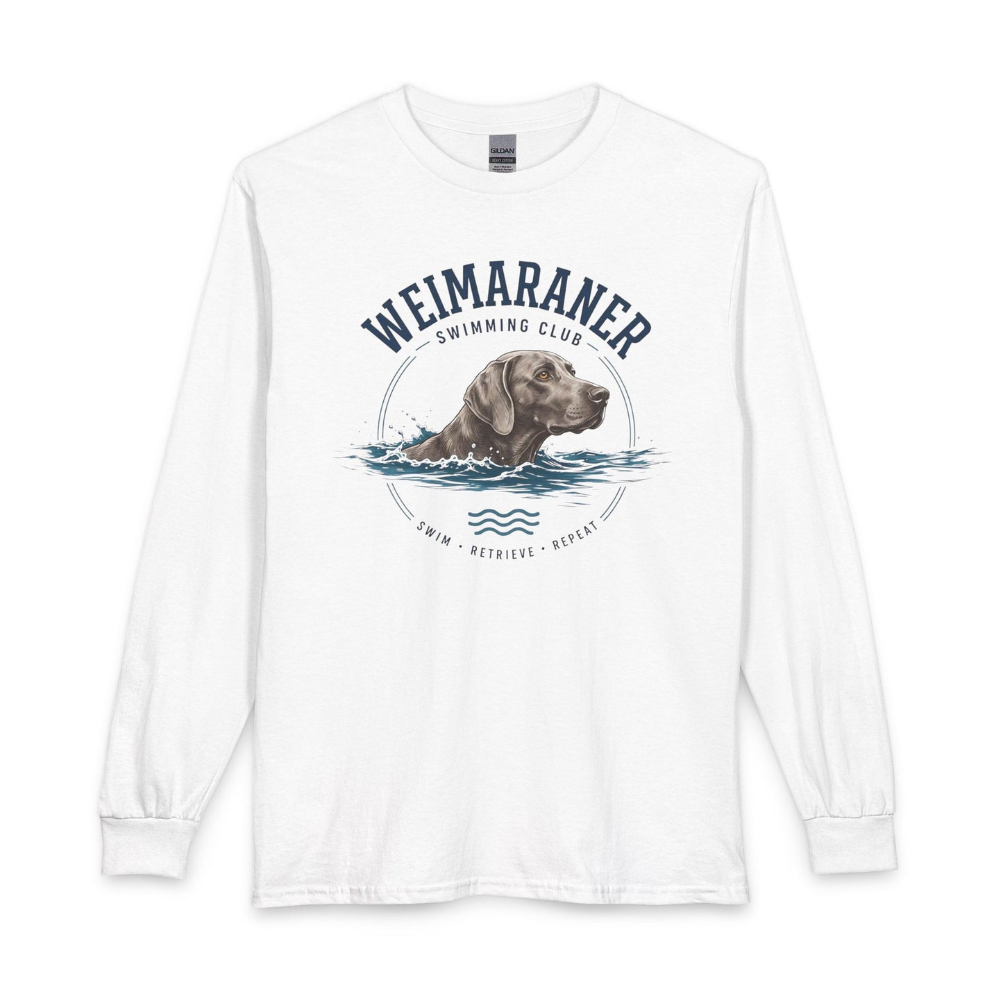 Weimaraner Swimming Club Long Sleeve White