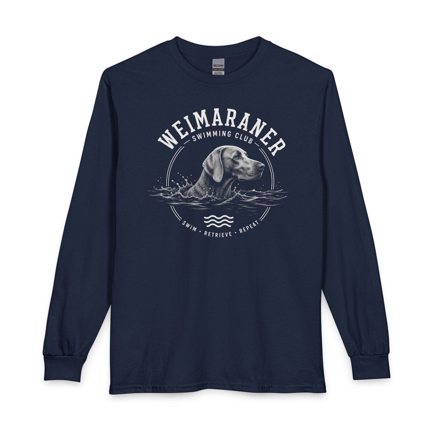 Weimaraner Swimming Club 2 Long Sleeve Navy