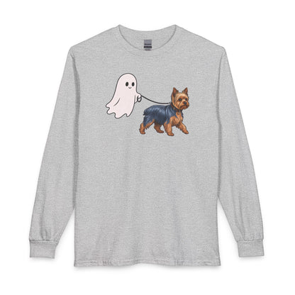 Yorkshire Terrier Ghost Walk Long Sleeve Sport Grey