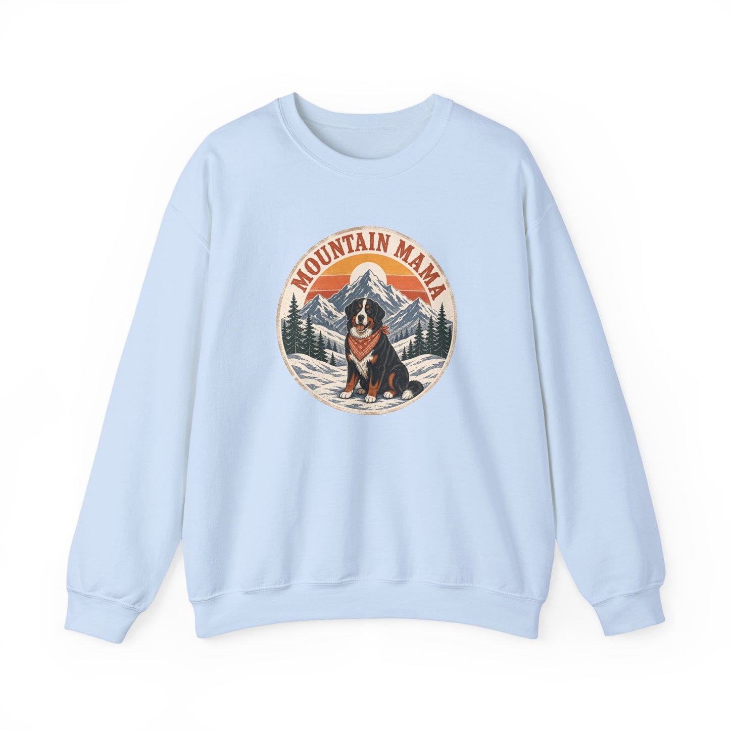 Bernese Mountain Mama Crewneck Sweatshirt Light Blue