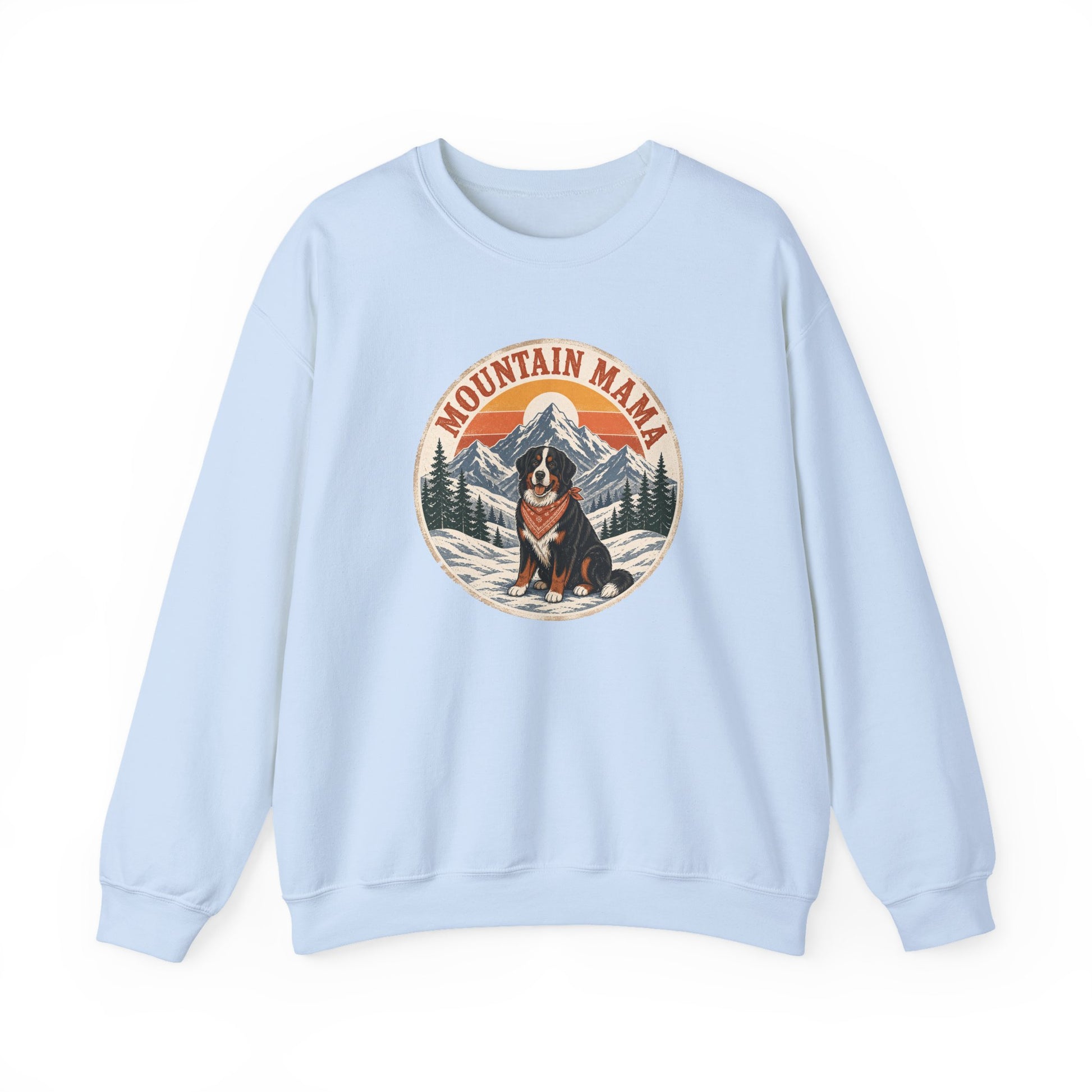 Bernese Mountain Mama Crewneck Sweatshirt Light Blue