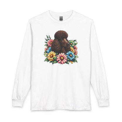 Standard Poodle Flower Wreath Chocolate Long Sleeve