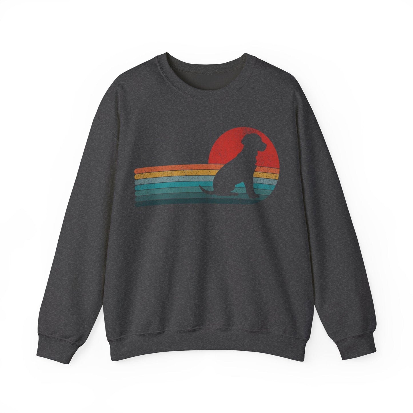 Retro Labrador Crewneck Sweatshirt Dark Heather