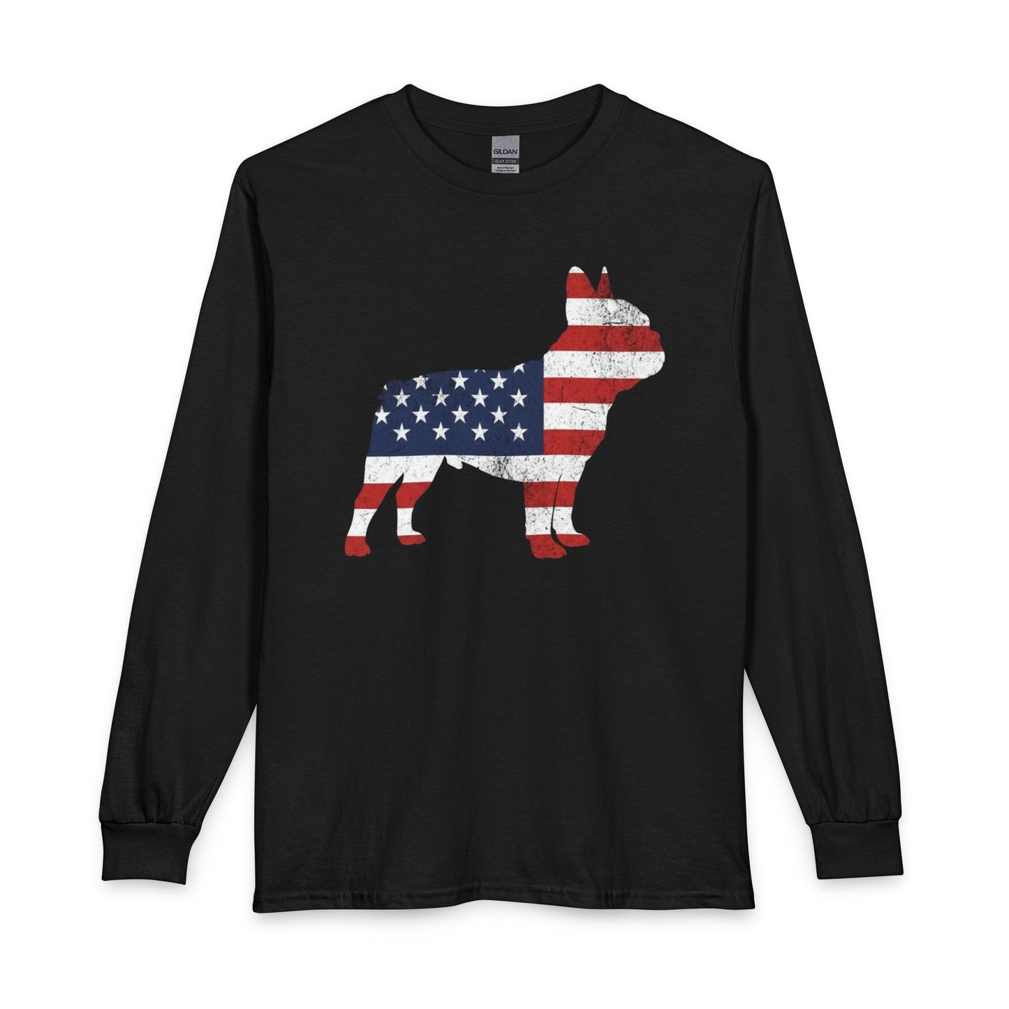 French Bulldog Silhouette USA Long Sleeve Black
