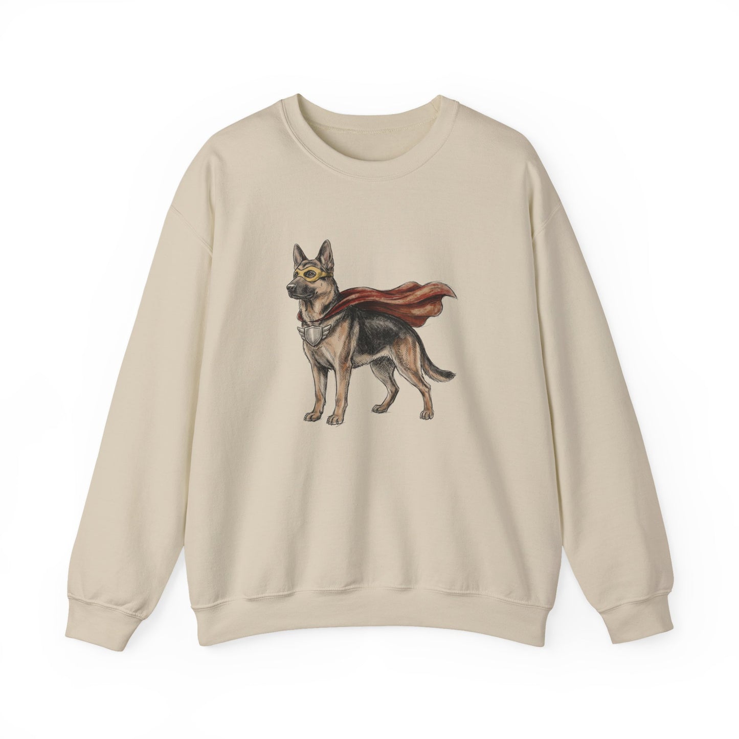 German Shepherd Superhero Crewneck Sweatshirt Sand