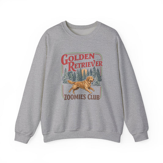 Golden Retriever Zoomies Crewneck Sweatshirt Sport Grey