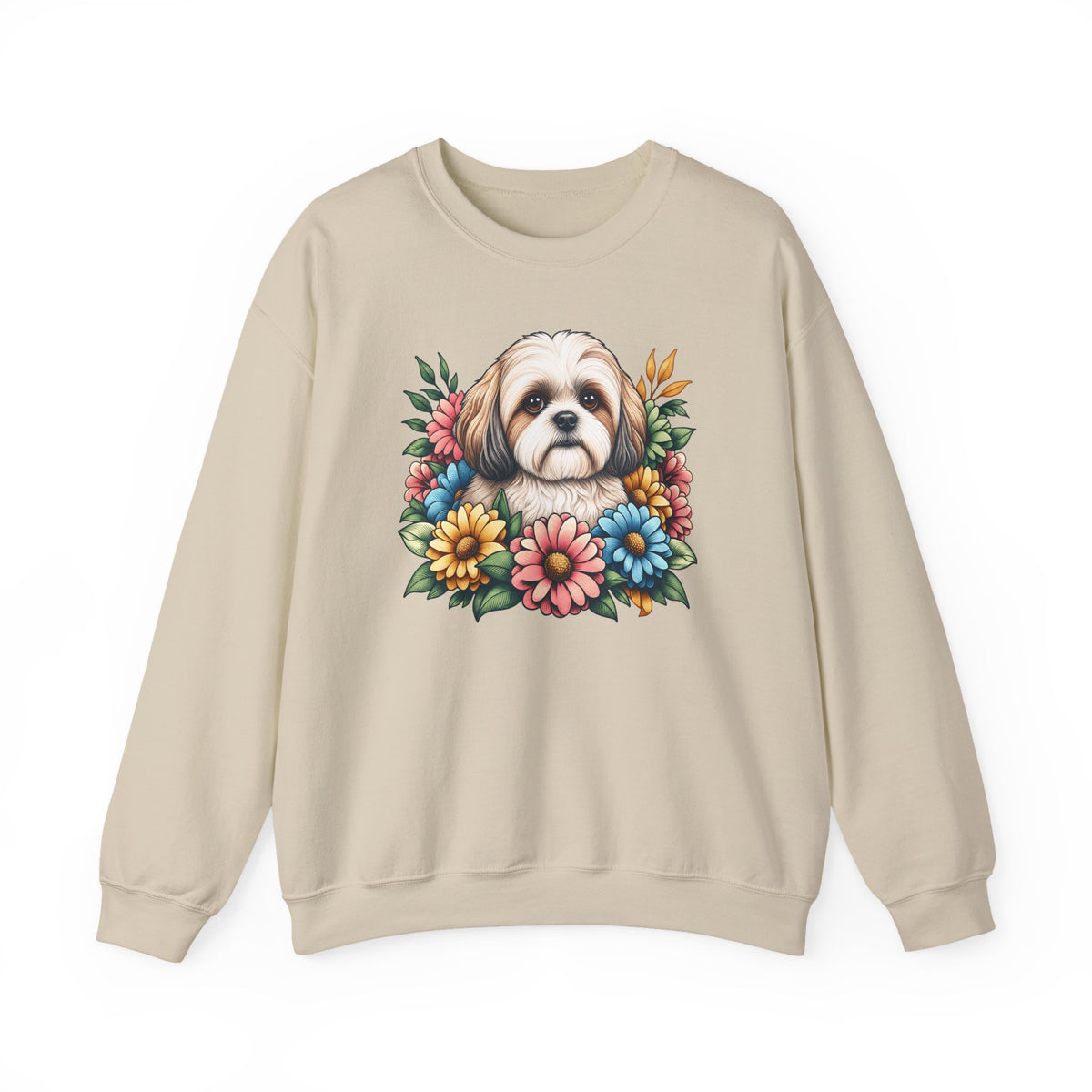 Shih Tzu Flower Wreath Crewneck Sweatshirt