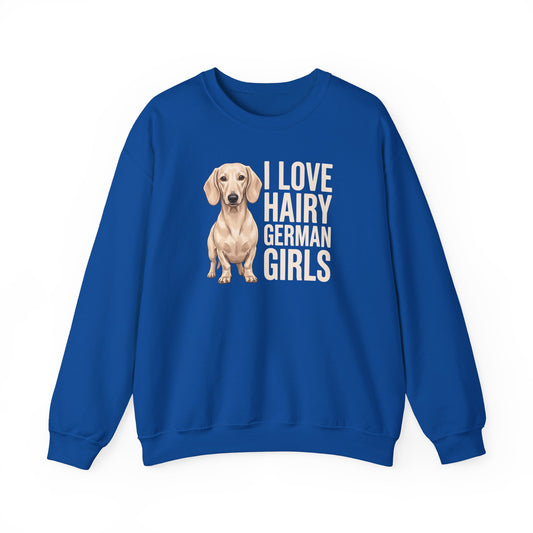 Dachshund Hairy German Girls Cream Crewneck Sweatshirt Royal