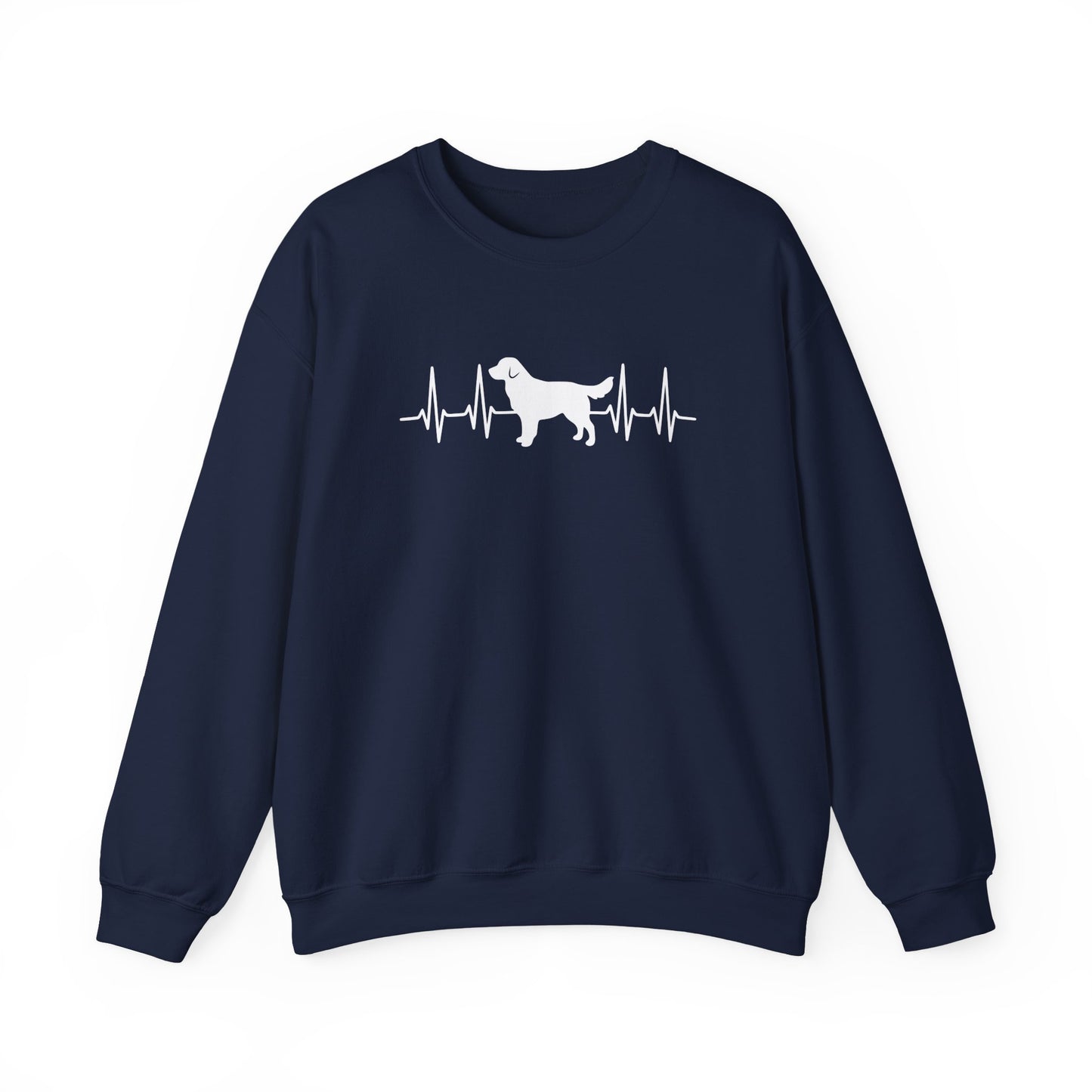 Golden Retriever Heartbeat Crewneck Sweatshirt Navy