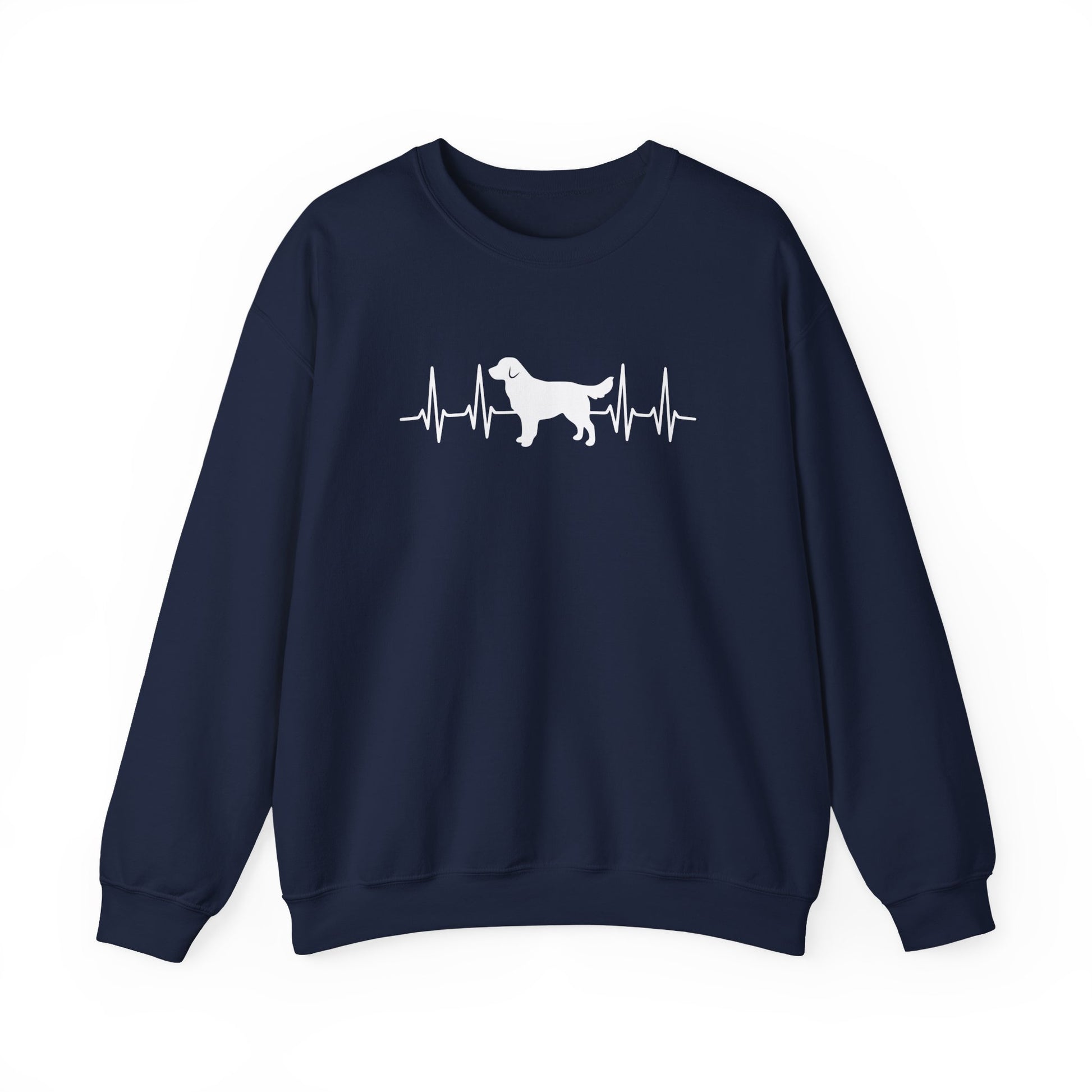 Golden Retriever Heartbeat Crewneck Sweatshirt Navy