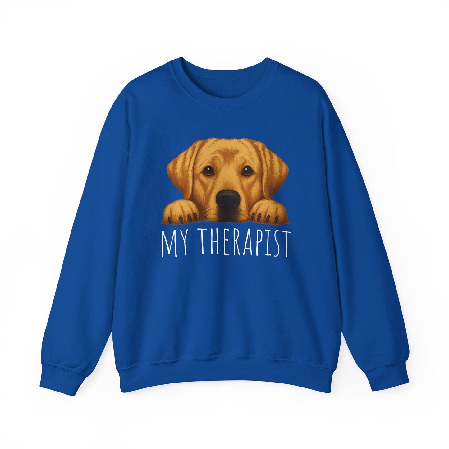 My Therapist Yellow Labrador Crewneck Sweatshirt Royal