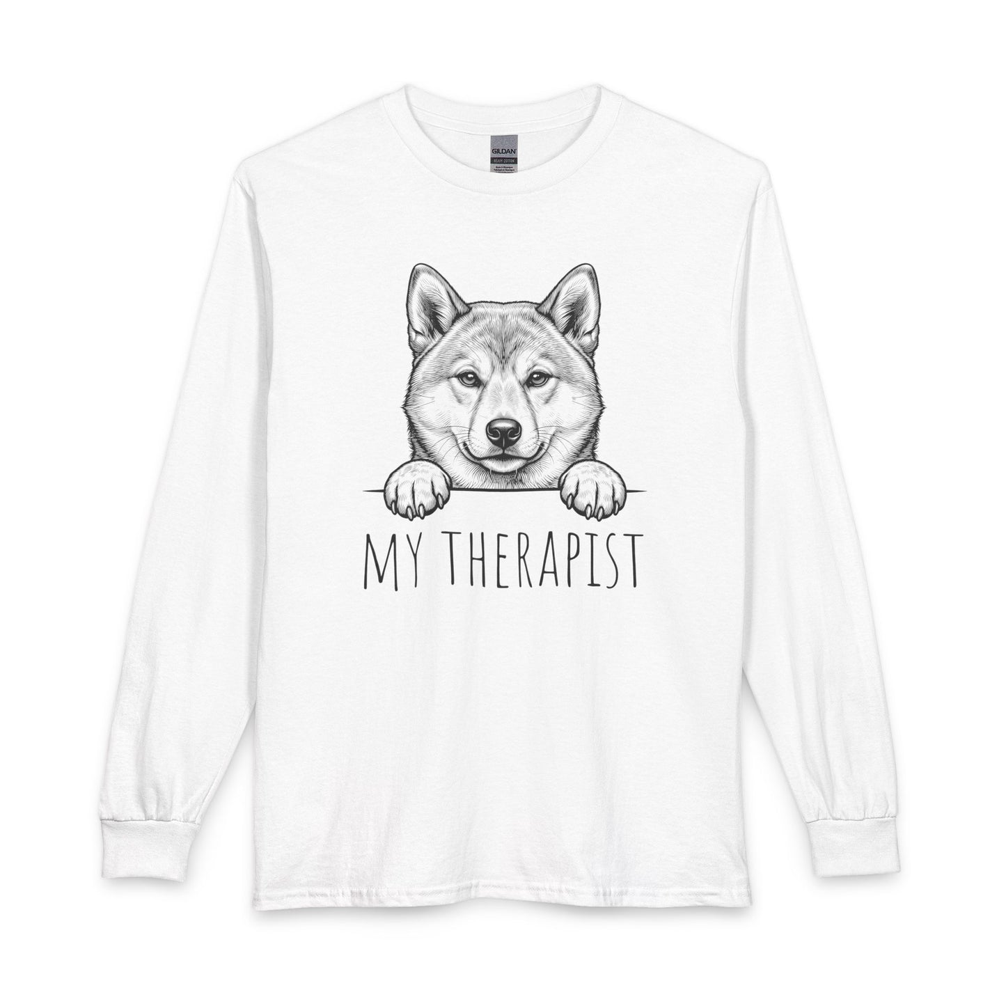 Shiba Inu Therapist Long Sleeve White