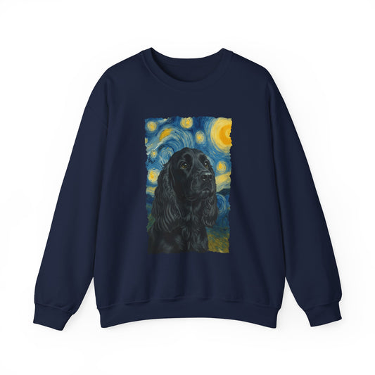 Black Cocker Spaniel Starry Night Crewneck Sweatshirt