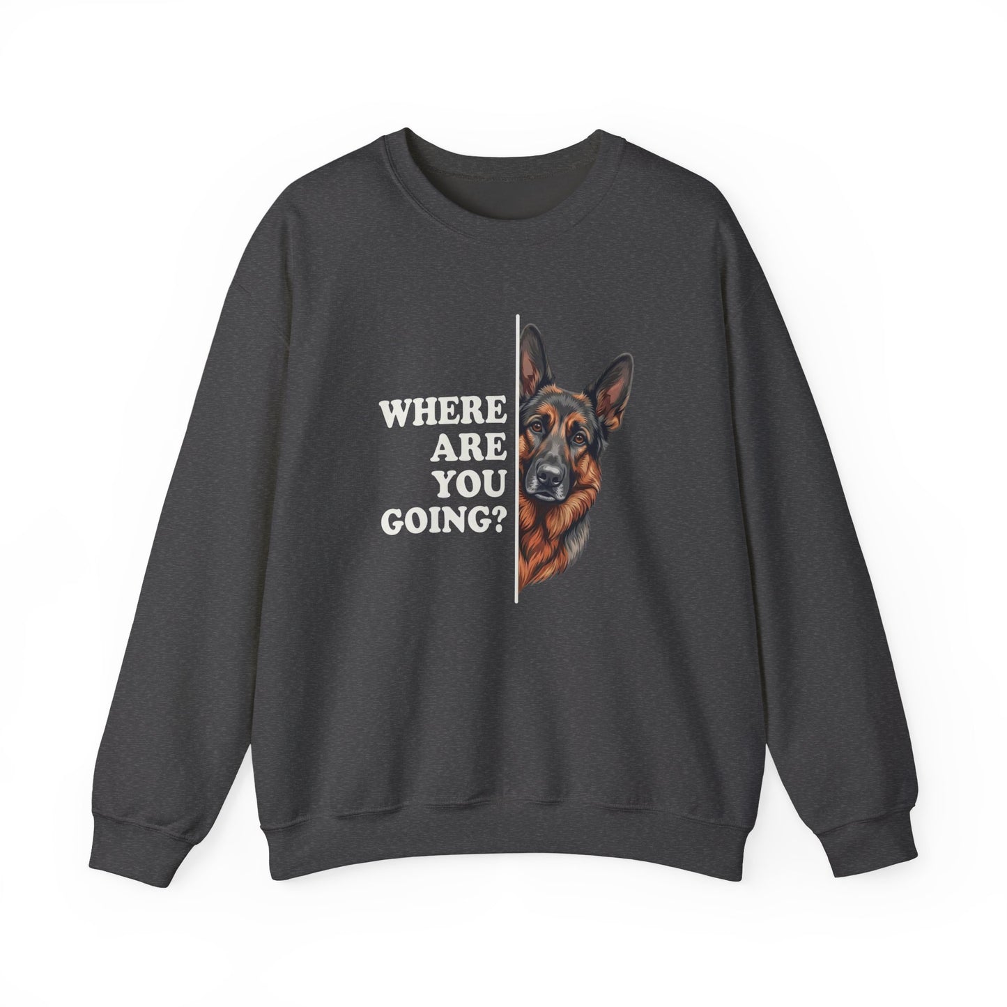 Sable German Shepherd Following Crewneck Sweatshirt Dark Heather