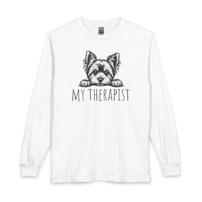 Yorkshire Terrier My Therapist Long Sleeve White