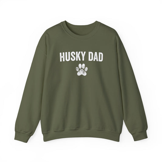 Husky Dad Crewneck Sweatshirt Military Green