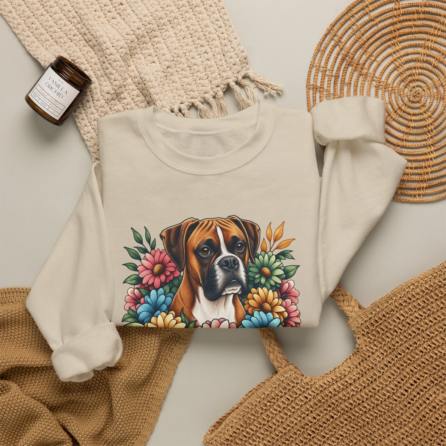 Floral Boxer Crewneck Sweatshirt