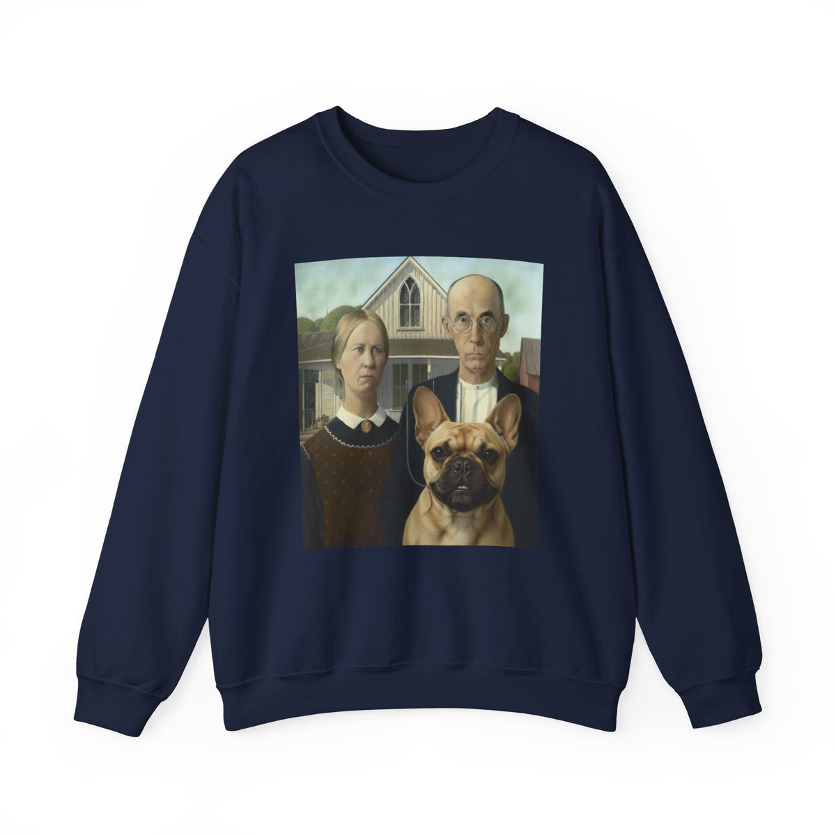 Frenchie American Gothic Crewneck Sweatshirt Navy