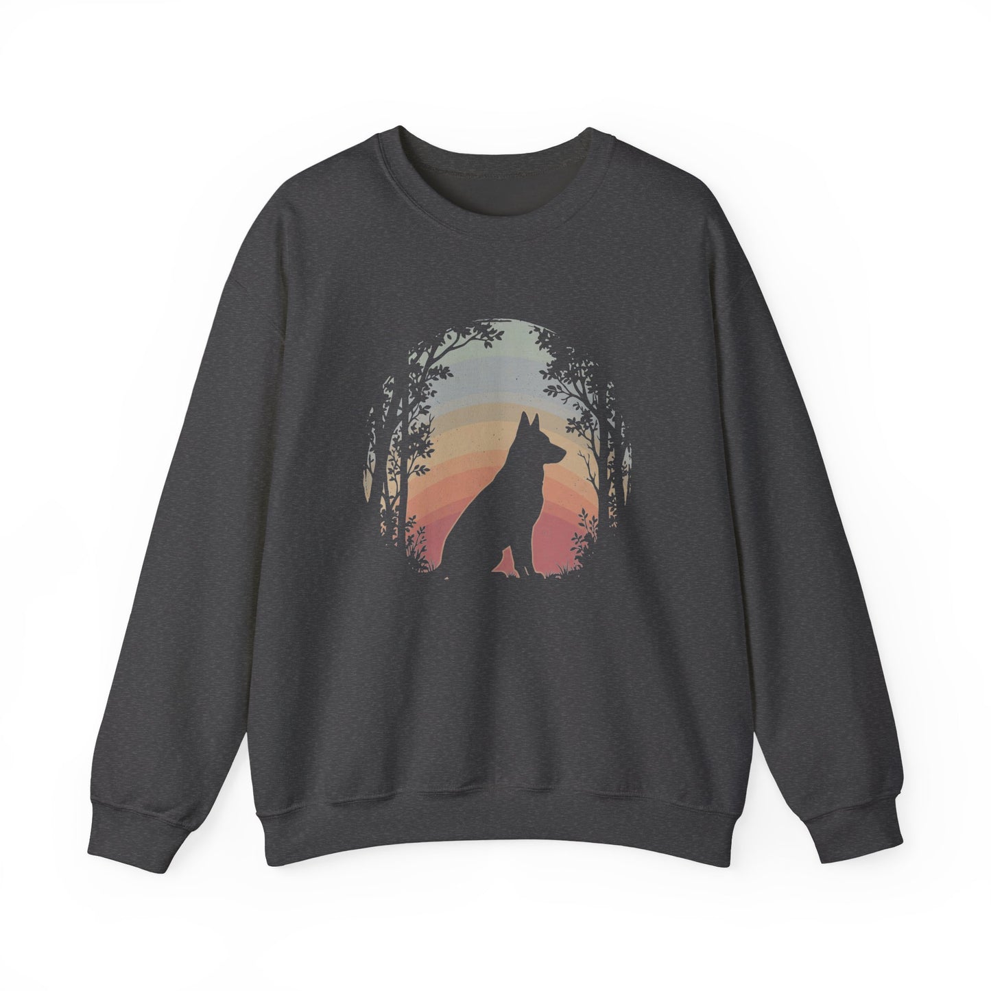 German Shepherd Nature Crewneck Sweatshirt Dark Heather