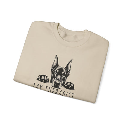 Doberman My Therapist Crewneck Sweatshirt