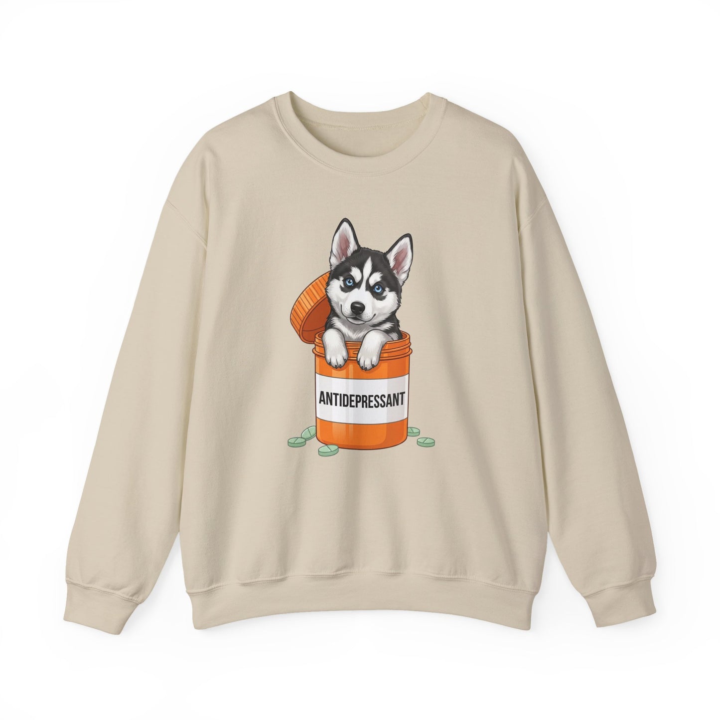 Husky Antidepressant Crewneck Sweatshirt Sand