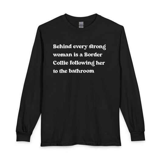 Border Collie Strong Woman Long Sleeve Black