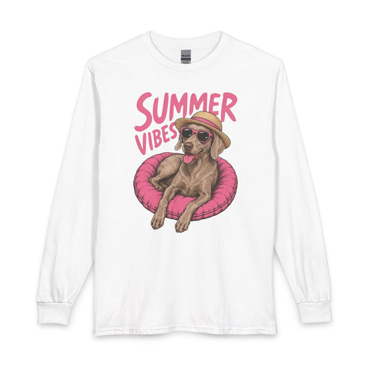 Summer Vibes Weimaraner Long Sleeve White