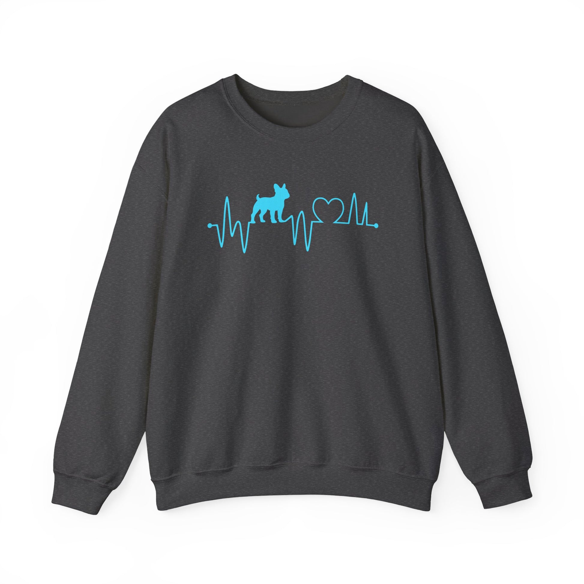 French Bulldog Heartbeat Crewneck Sweatshirt Dark Heather