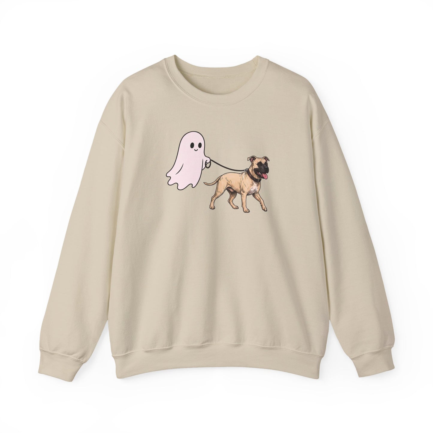 Pitbull Fawn Ghost Walk Crewneck Sweatshirt