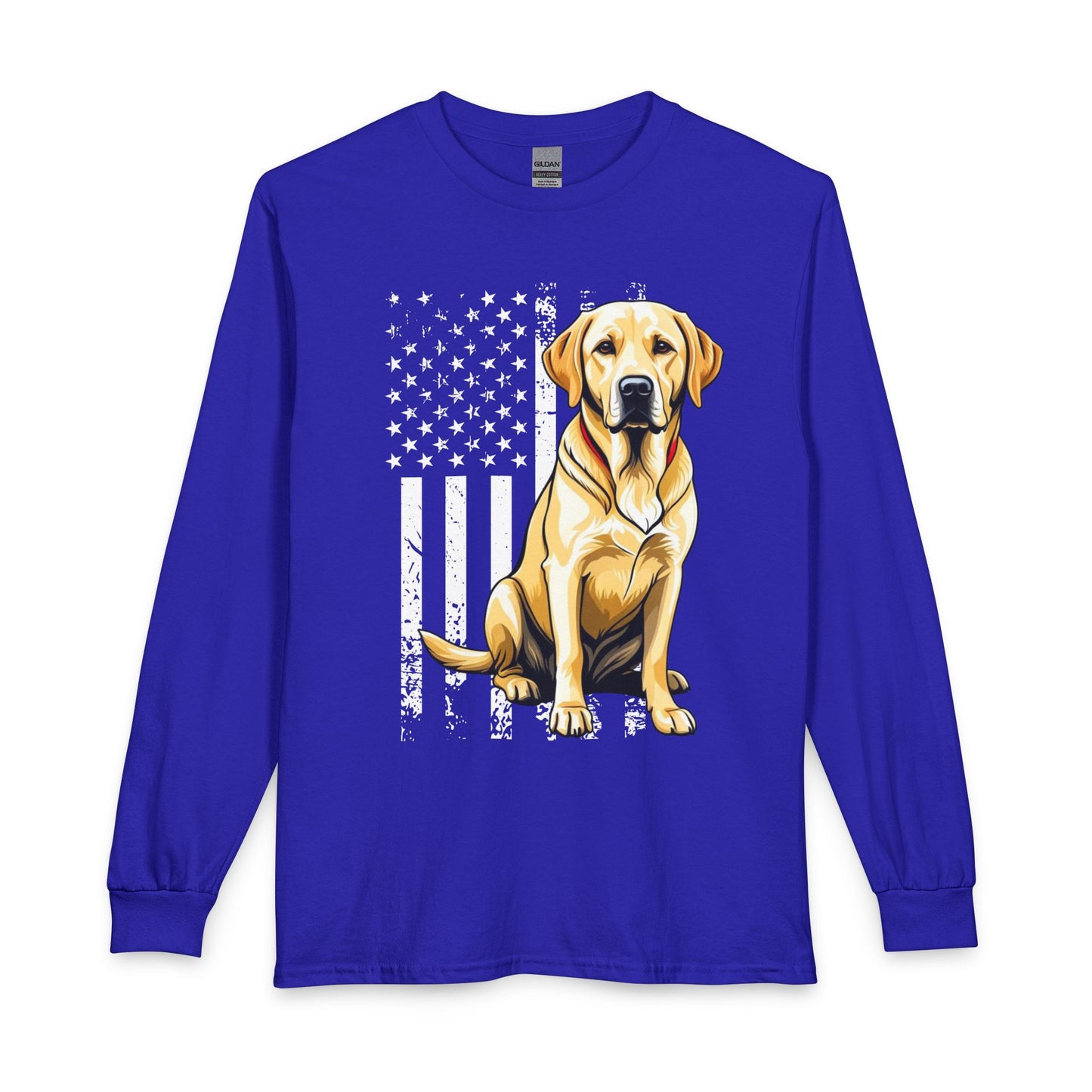 Yellow Labrador USA Flag Long Sleeve