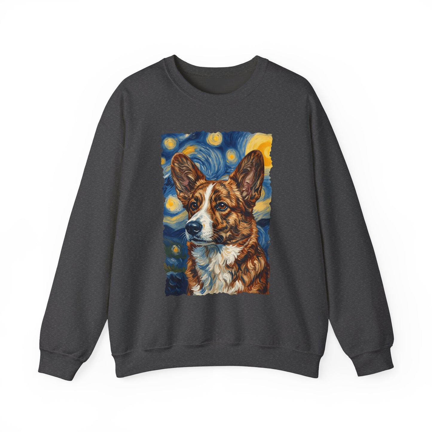 Cardigan Welsh Corgi Red Brindle Van Gogh Crewneck Sweatshirt